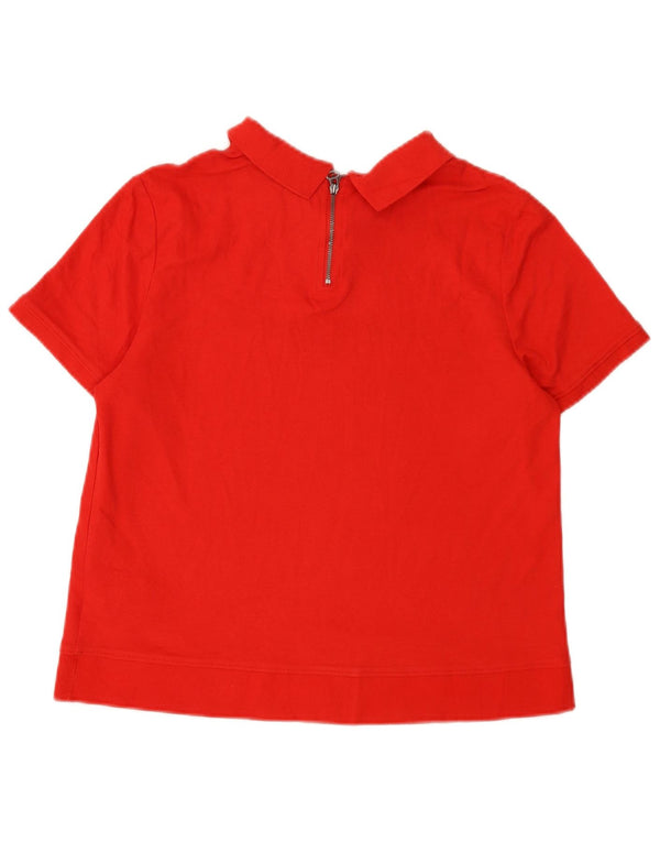 Damska koszulka polo Tommy Hilfiger z grafiką UK 14, duża, czerwona bawełna