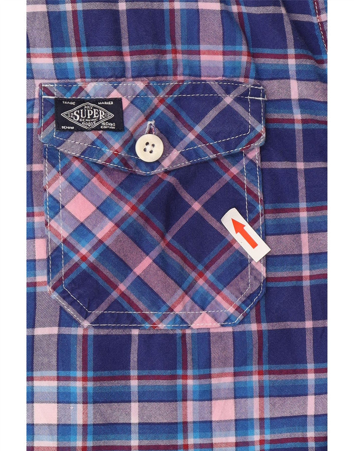 Męska koszula z krótkim rękawem Superdry, duża, niebieska, bawełniana krata