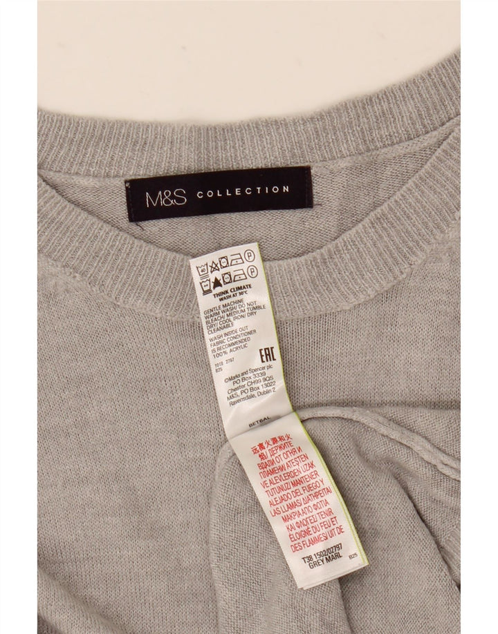 Marks & Spencer Damski sweter z dekoltem w łódkę UK 12 Średni szary akryl