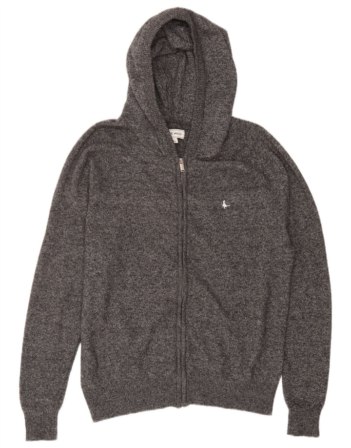 Męski sweter rozpinany Jack Wills z kapturem, średnioszary, nakrapiany poliester