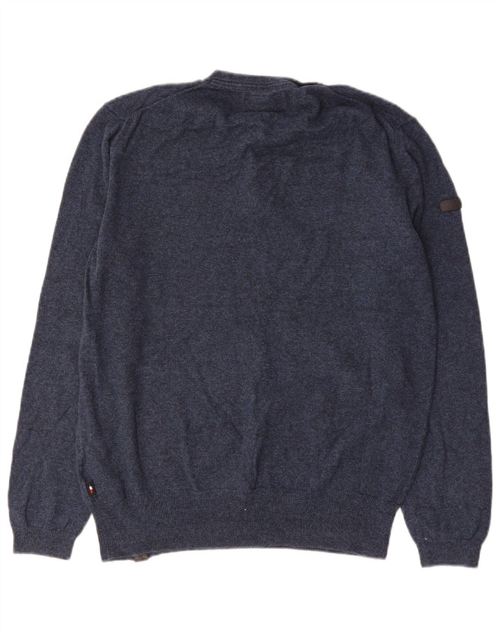 Superdry Męski sweter zapinany na guziki XL Niebieski, bawełniany