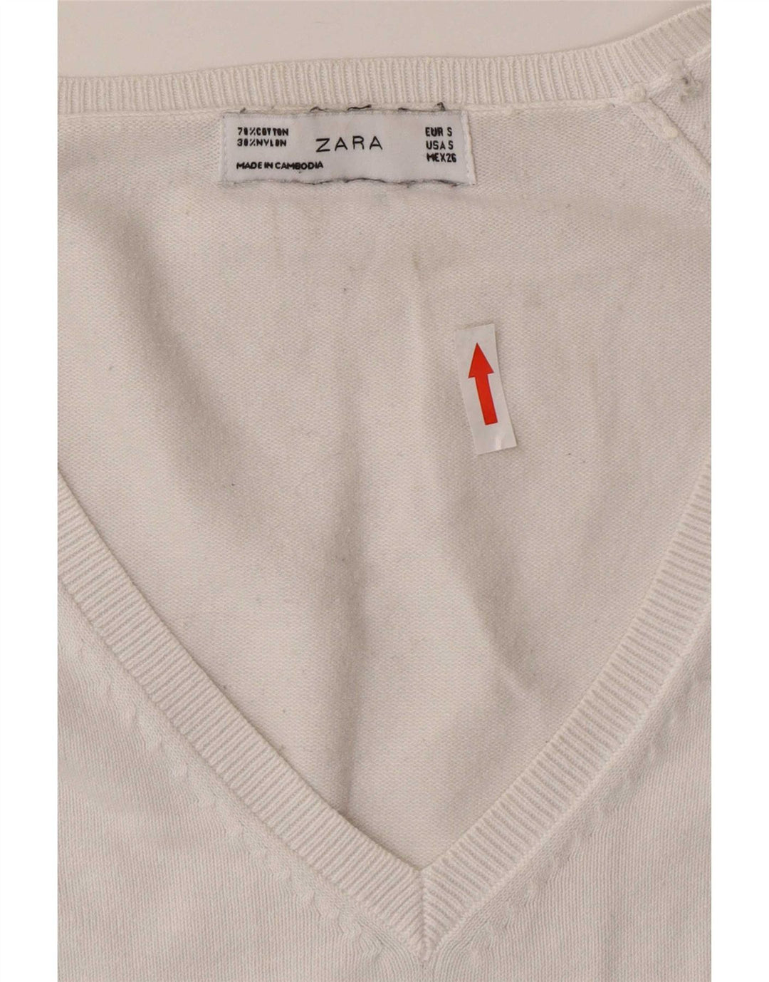 Sweter damski Zara z dekoltem w kształcie litery V, UK 10, mały, biały