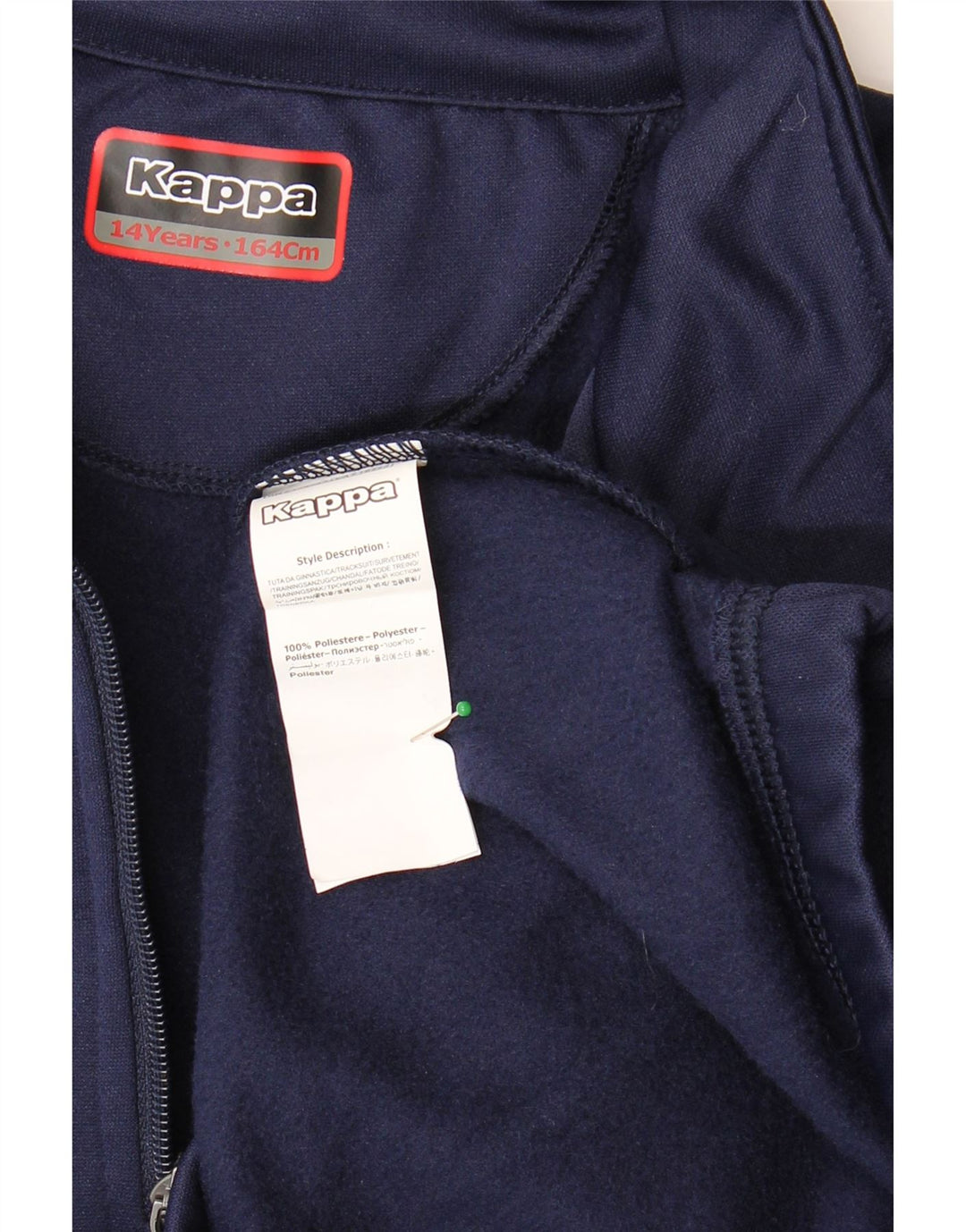 KAPPA Boys Zip Neck Pullover Tracksuit Top 13-14 Years Navy Blue Polyester