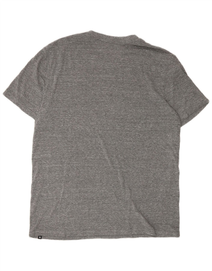 Męski T-shirt z grafiką Hurley, duży, szary, plamkowany poliester