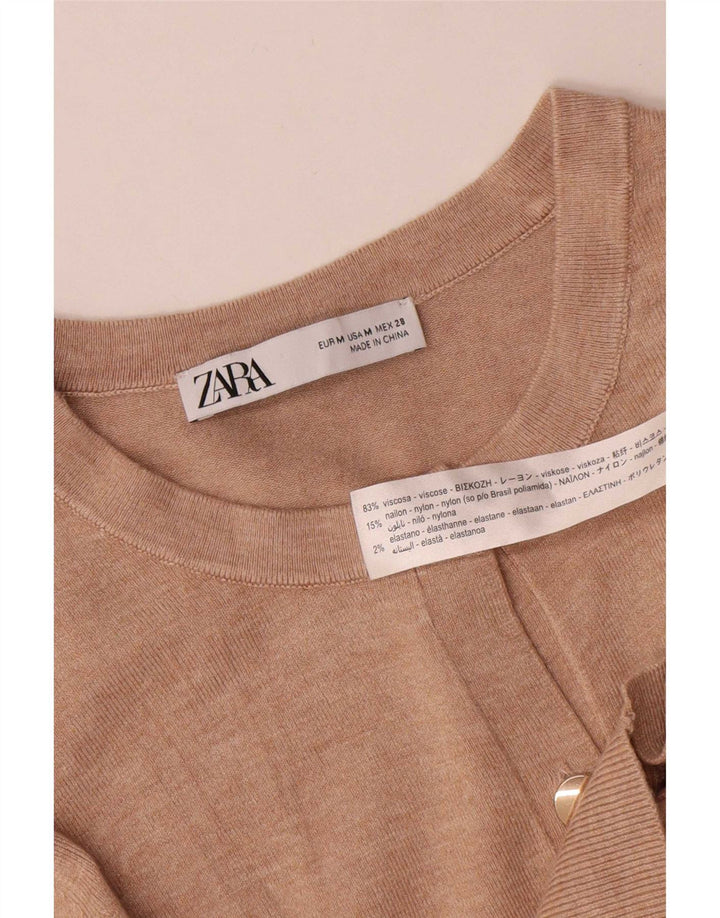Sweter damski Zara Cardigan UK 12 Średni Beżowy Wiskoza