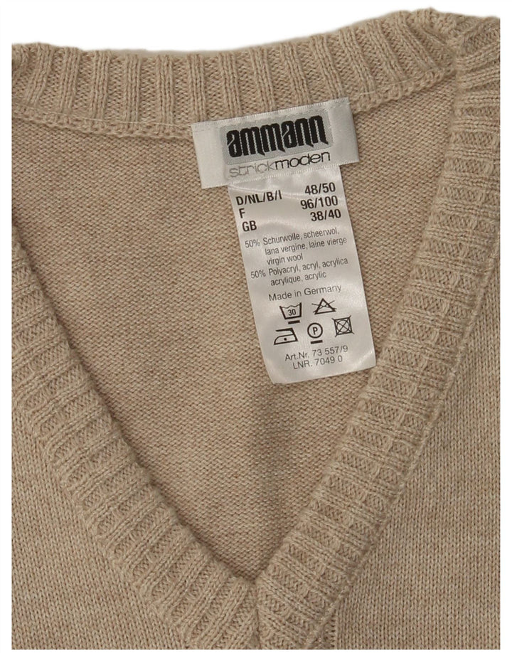 Strickmoden Męski podkoszulek z kamizelką UK 38/40 Średni beżowy geometryczny poliakryl