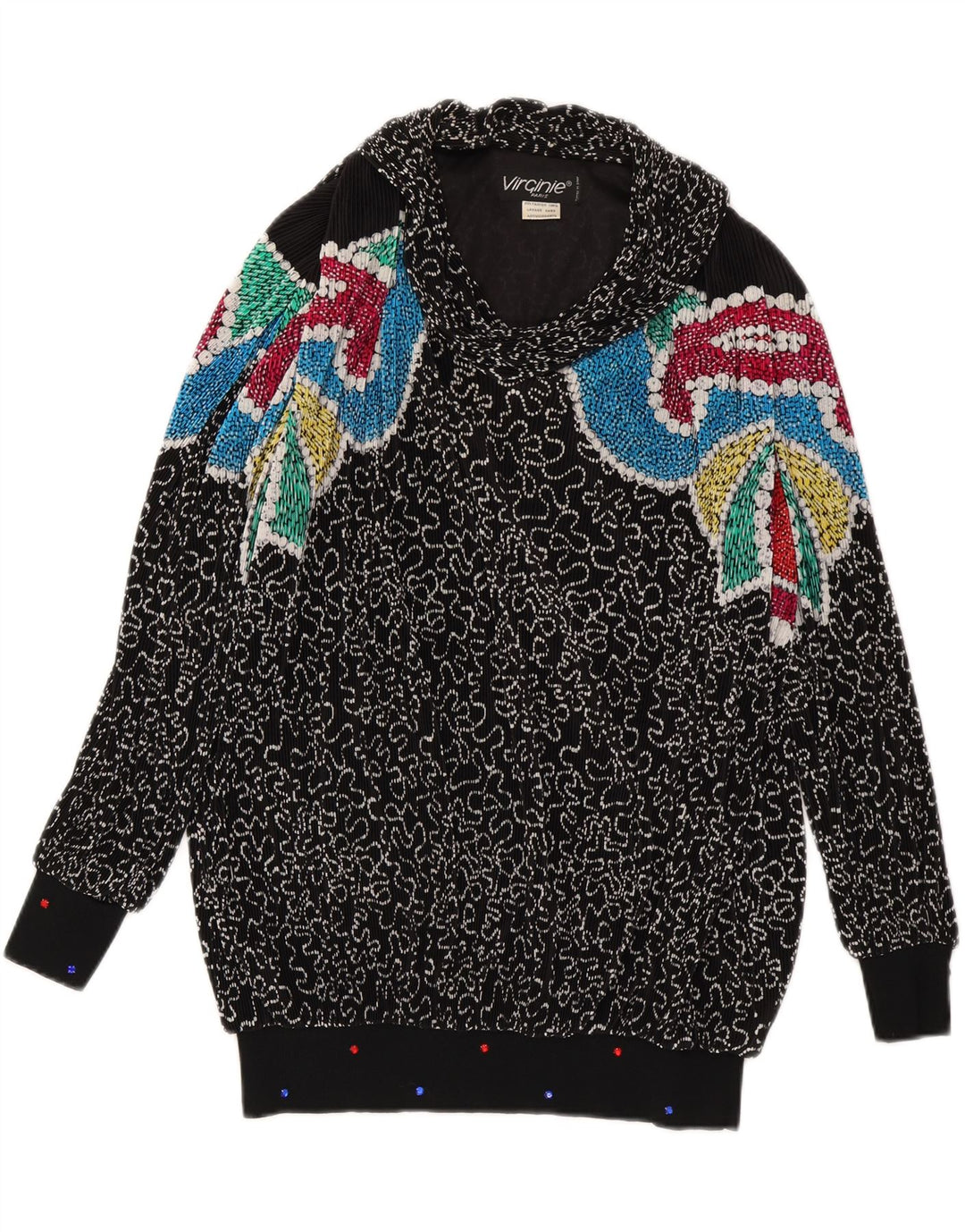 VIRGINIE Damski sweter oversize z dekoltem w kształcie litery V, UK 18 XL, czarny