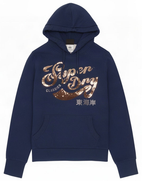 Damski sweter z kapturem Superdry UK 10 Small Granatowy Poliester