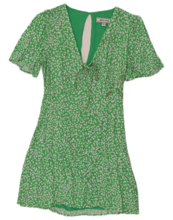 Damska sukienka herbaciana Jack Wills UK 10 Small, zielona w kwiaty, wiskoza