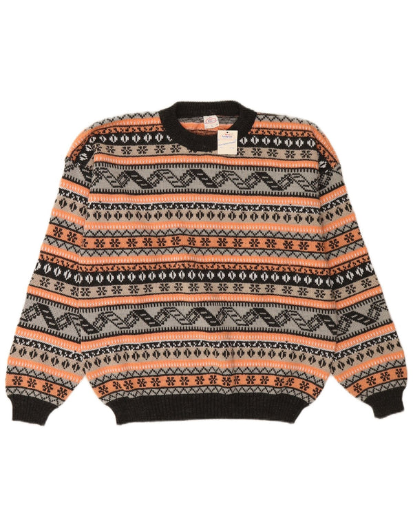 VINTAGE Womens Crew Neck Jumper Sweater UK 16 Large Multicoloured
