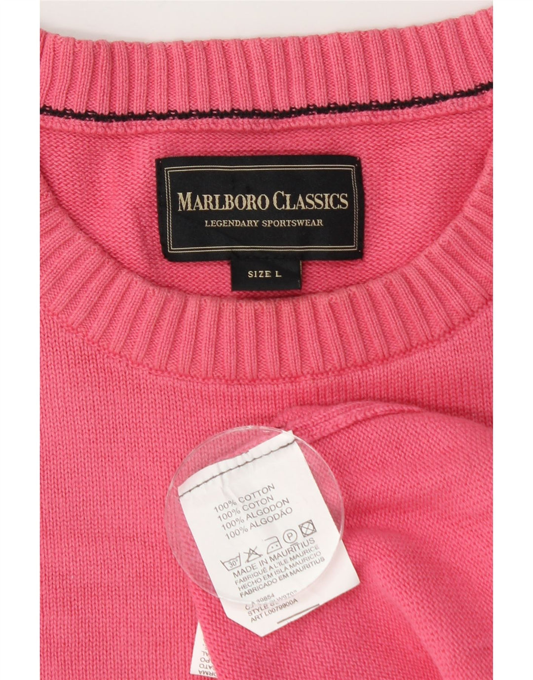 Marlboro Classics Męski sweter z okrągłym dekoltem, duży, różowy, bawełniany
