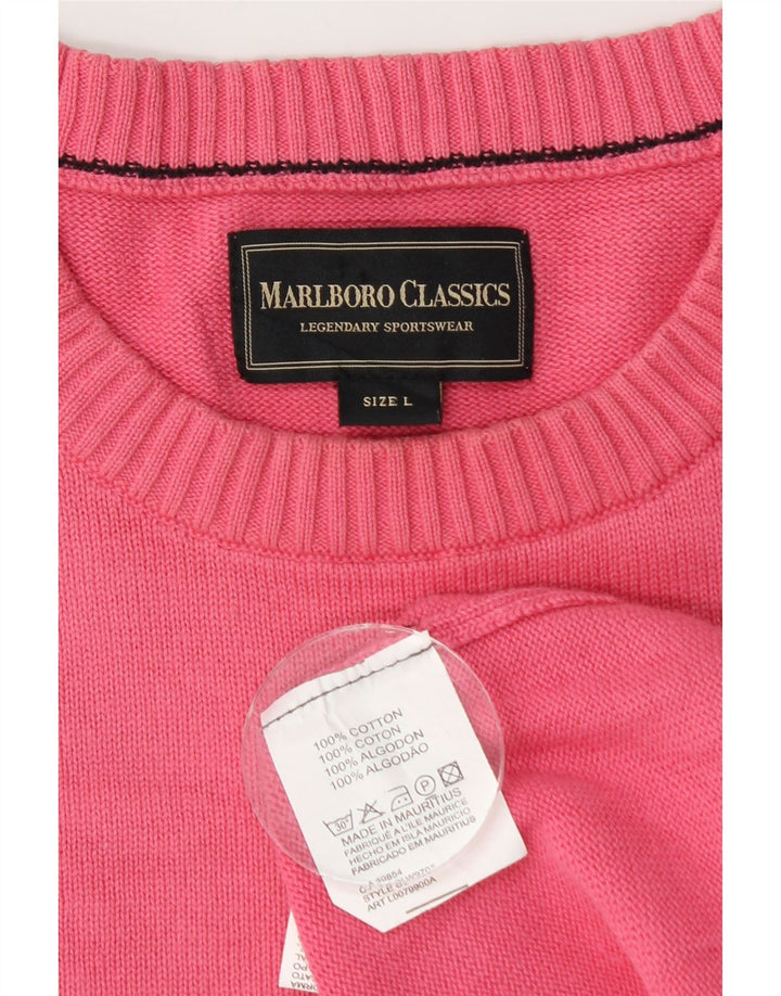 Marlboro Classics Męski sweter z okrągłym dekoltem, duży, różowy, bawełniany
