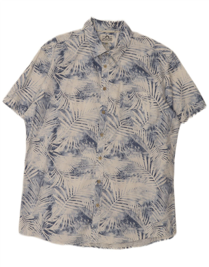 Koszula męska z krótkim rękawem Celio 2XL, niebieska, bawełniana w kwiaty