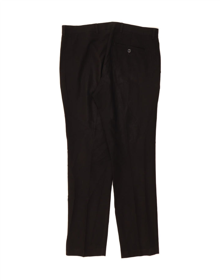 MARKS & SPENCER Mens Slim Casual Trousers W34 L31 Black Polyester Vintage Marks & Spencer and Second-Hand Marks & Spencer from Messina Hembry 