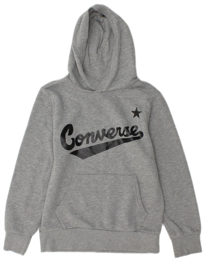 CONVERSE Boys Graphic Hoodie Jumper 10-11 Years Medium  Grey Cotton