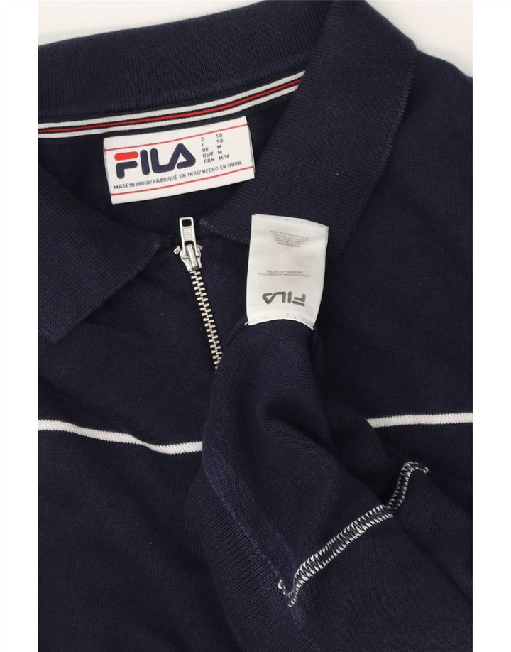 Męski sweter Fila Polo Neck Sweter Średni granatowy, bawełniany w paski