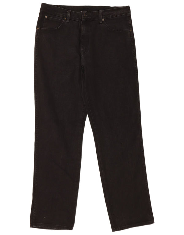 Męskie jeansy Wrangler o prostym kroju W38 L34, czarne, bawełniane