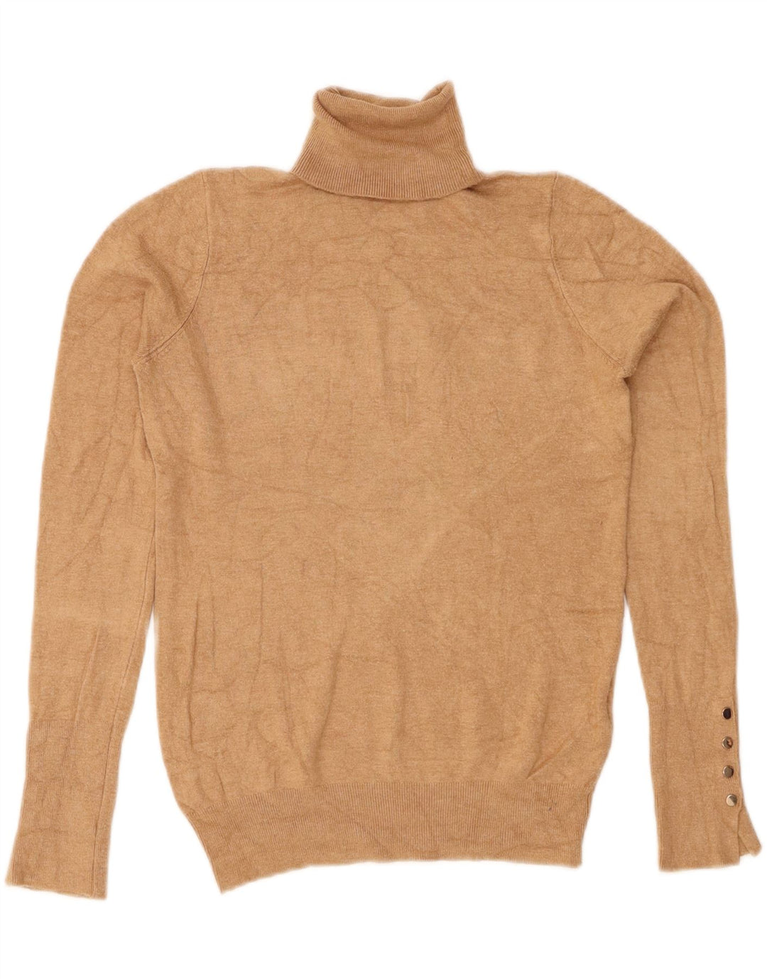 ZARA Womens Roll Neck Jumper Sweater UK 10 Small Beige Viscose
