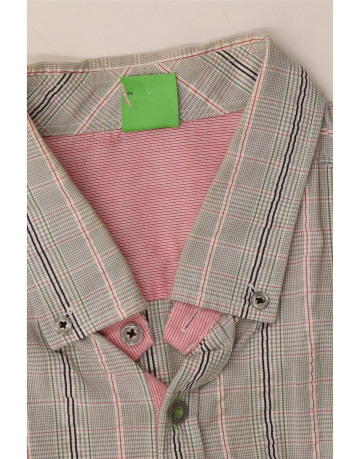 HUGO BOSS Mens Shirt Large Grey Check Cotton Vintage Hugo Boss and Second-Hand Hugo Boss from Messina Hembry 
