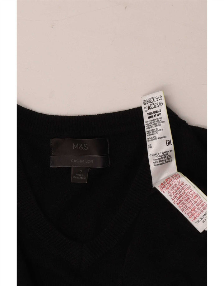 Marks & Spencer Męski sweter z dekoltem w kształcie litery V, mały, czarny, akrylowy