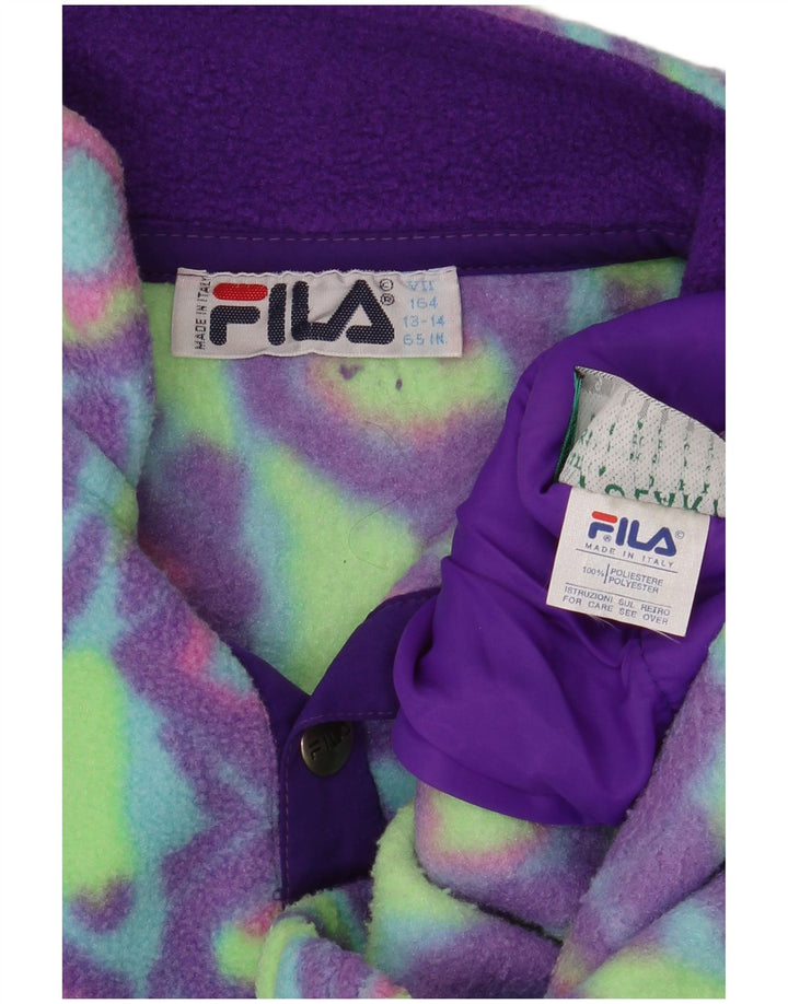 Chłopięcy sweter polarowy Fila zapinany na guziki, 13-14 lat, zielony, geometryczny poliester