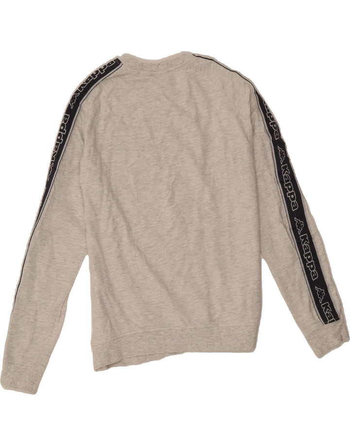 KAPPA Womens Graphic Sweatshirt Jumper UK 14 Medium Grey Colourblock Vintage Kappa and Second-Hand Kappa from Messina Hembry 