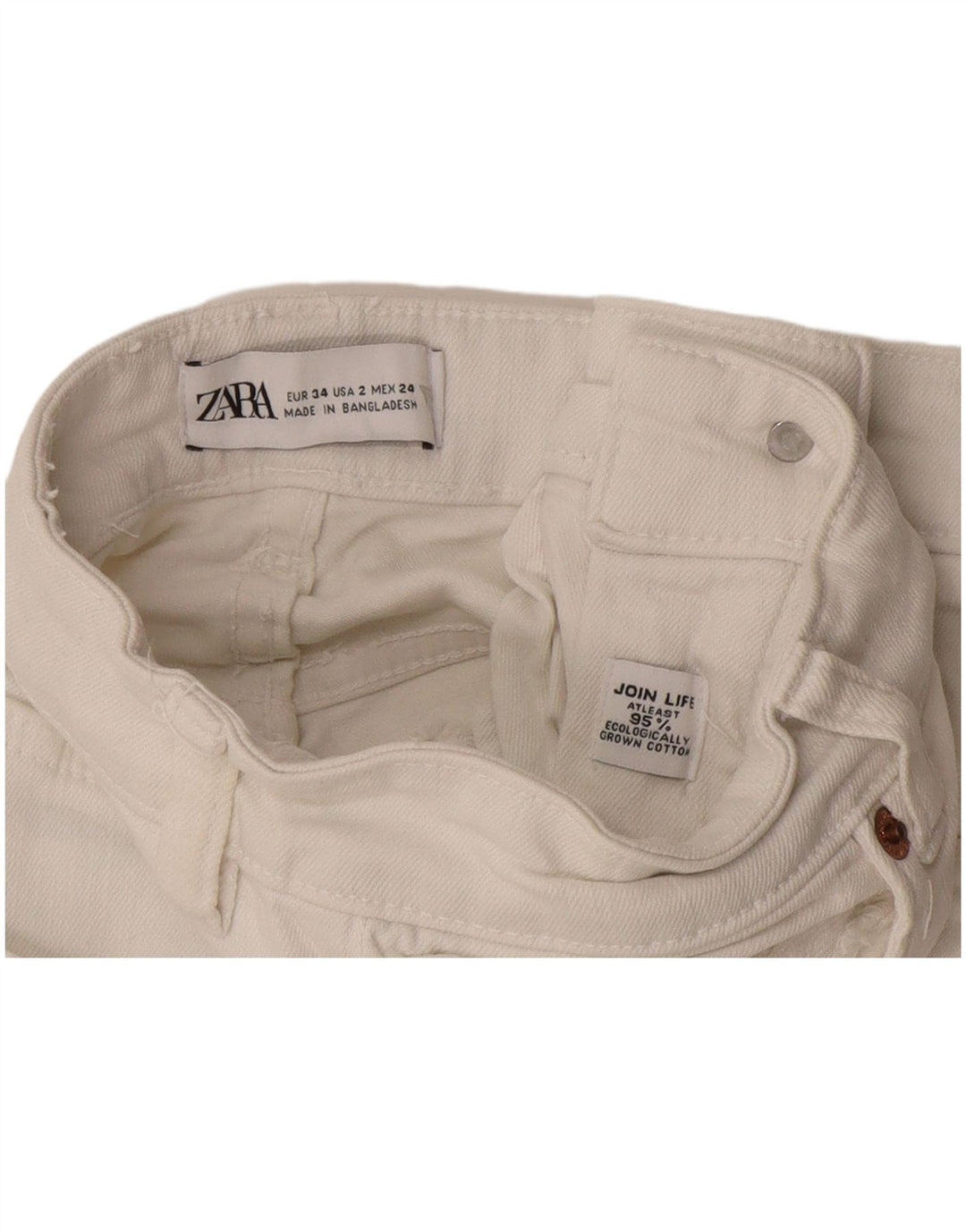 Damskie jeansy Bootcut Zara EU 34 2XS W24 L26 Biała bawełna