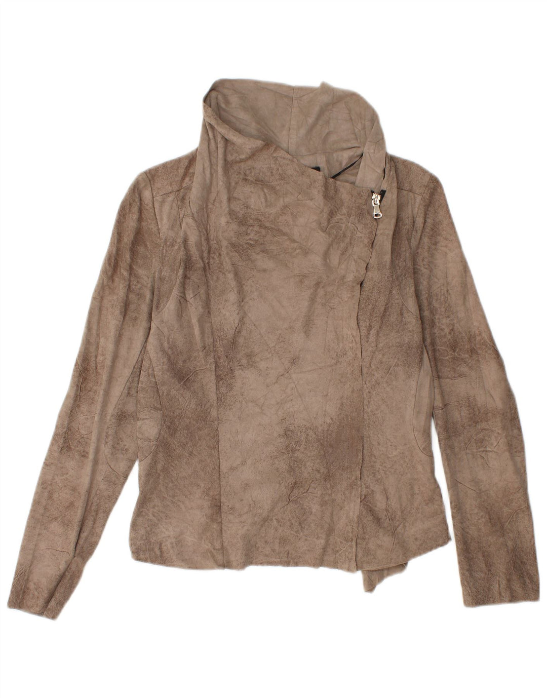 Damska kurtka bomberka ZARA Crop UK 14, duża, brązowa, z poliestru typu Tie Dye