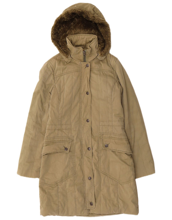 Damski płaszcz wiatrówka z kapturem Levi's UK 10 Small, bawełna khaki