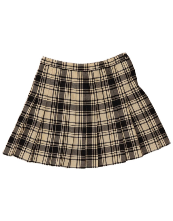 Damska spódniczka mini VINTAGE W30 Średnia biała krata z dziewiczej wełny
