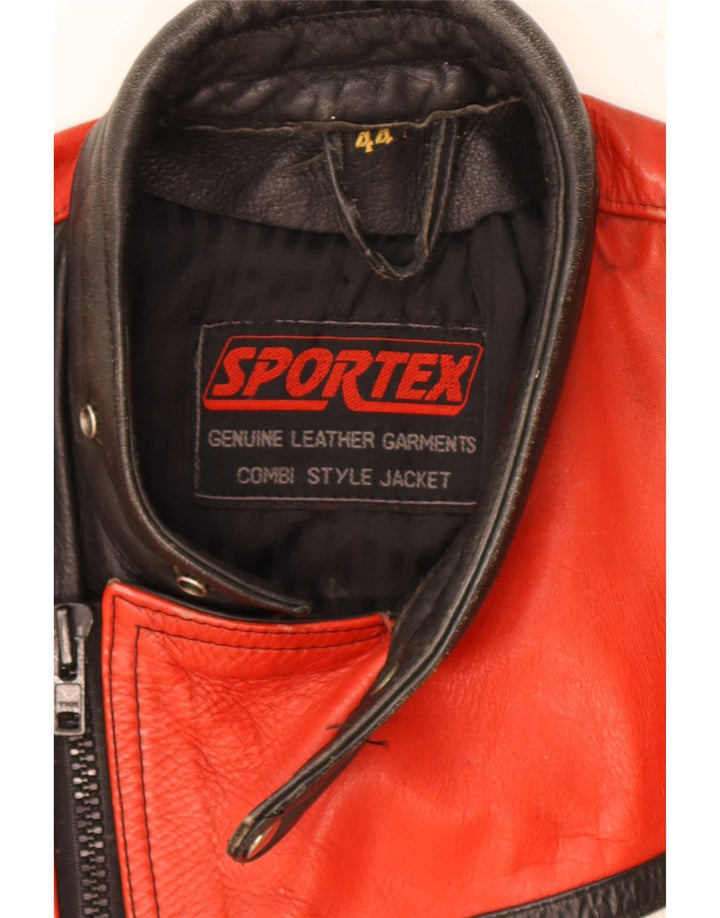 Męska kurtka wyścigowa Sportex IT 44 XS, czarna skóra z blokami kolorów