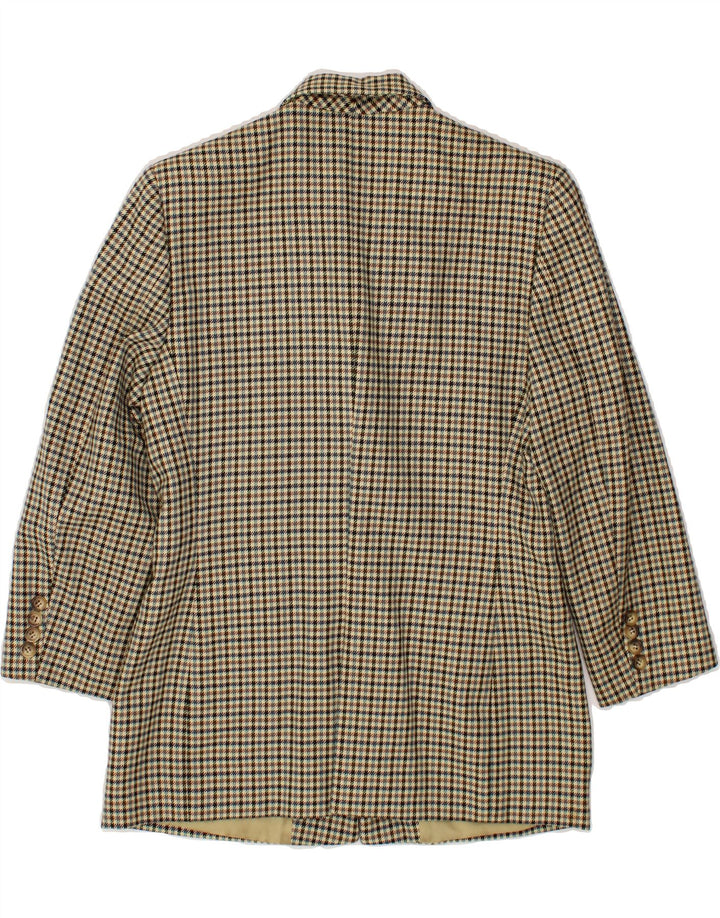 FELLINI Womens 3 Button Blazer Jacket IT 42 Medium Beige Houndstooth Vintage Fellini and Second-Hand Fellini from Messina Hembry 
