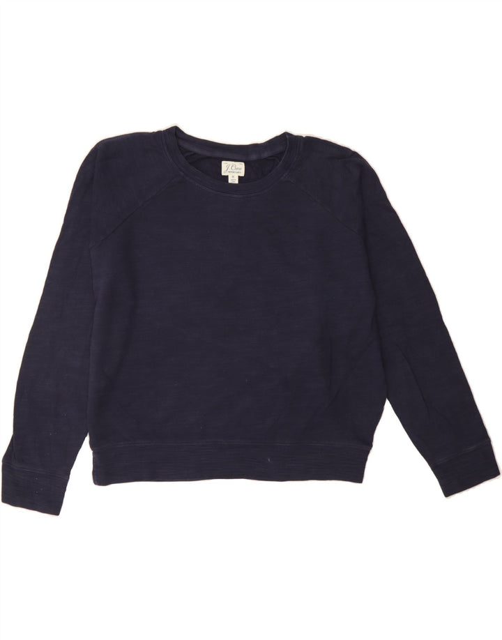 J. CREW Womens Oversized Sweatshirt Jumper UK 14 Medium Navy Blue Cotton Vintage J. Crew and Second-Hand J. Crew from Messina Hembry 