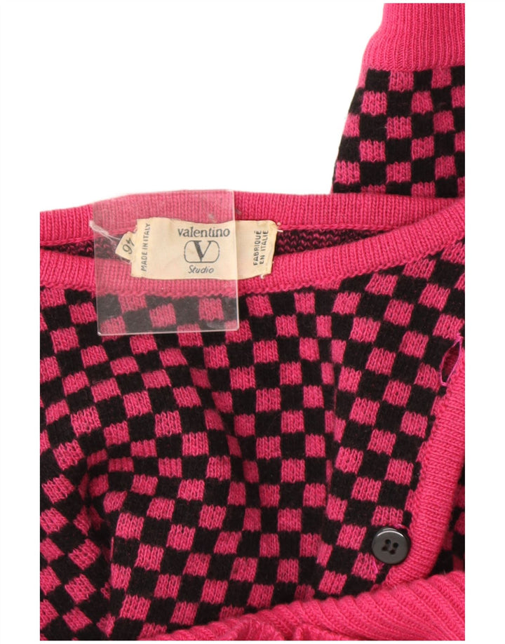 Damski sweter Valentino z dekoltem w łódkę IT 46, duża, różowa wełna w kratkę