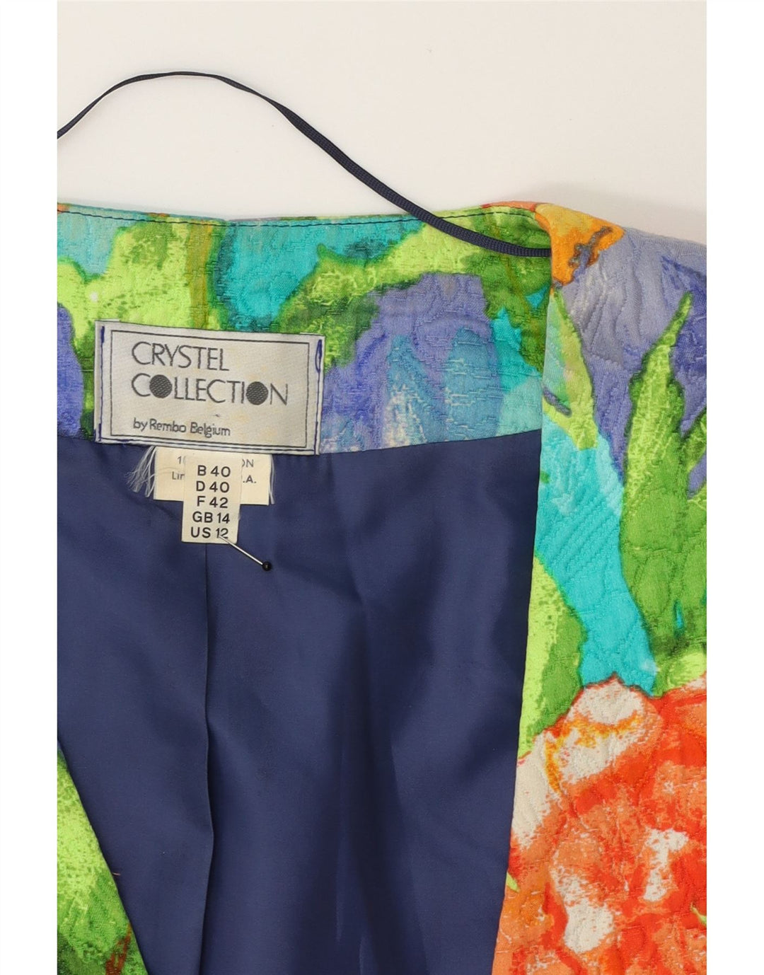 VINTAGE Womens 1 Button Blazer Jacket UK 14 Large Multicoloured Floral Vintage Vintage and Second-Hand Vintage from Messina Hembry 