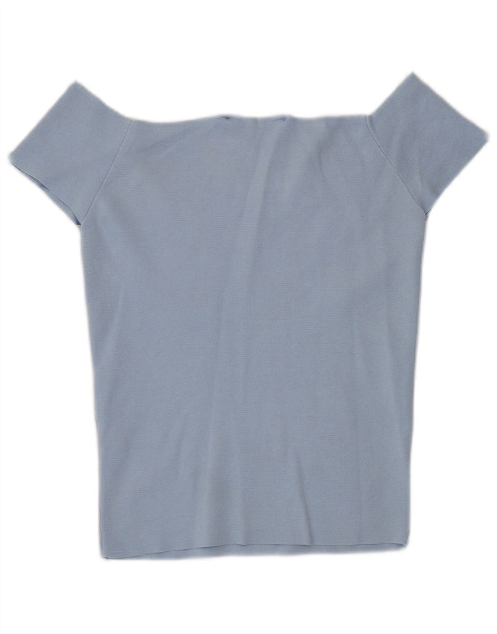 Damski top z odkrytymi ramionami Zara UK 12, średni niebieski poliamid