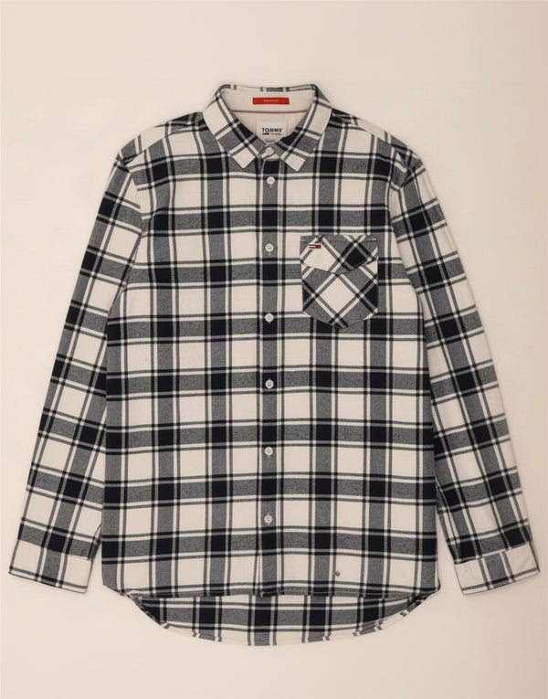 Męska koszula flanelowa Tommy Hilfiger o regularnym kroju, duża, bawełniana w granatową kratę