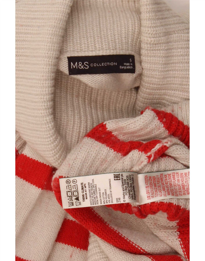 Marks & Spencer Damski sweter z golfem UK 10 w małe białe paski