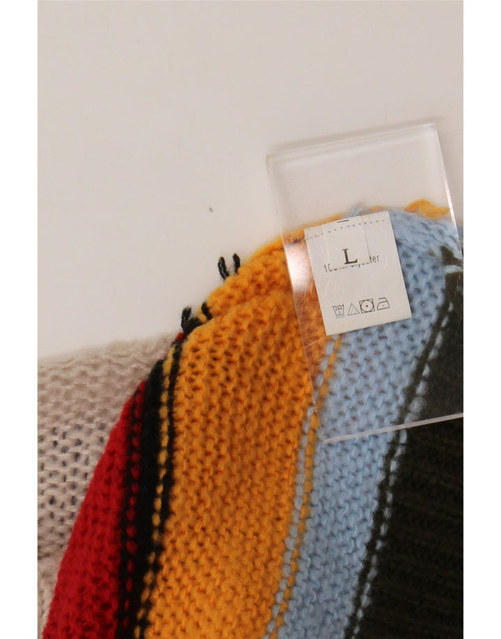 Sweter damski VINTAGE z dekoltem w łódkę UK 14, duży, wielokolorowy