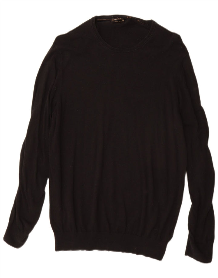 Męski sweter Massimo Dutti z dekoltem w łódkę, mały, czarny, bawełniany