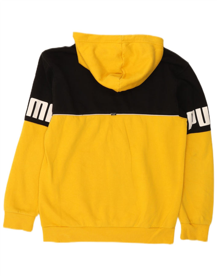 Męski sweter z kapturem Puma z grafiką, mały, żółty, z blokami kolorów