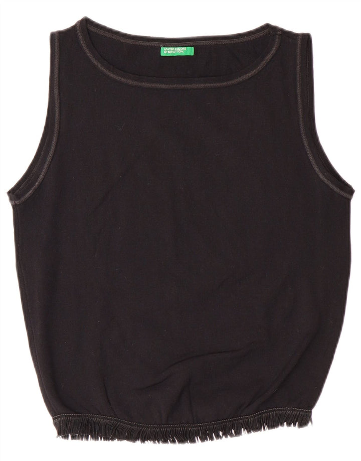 Damska kamizelka BENETTON Crop UK 12, średni czarny poliamid