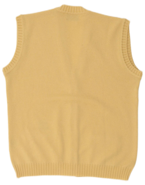 Woods & Irons Damski sweter bez rękawów, rozpinany, EU 44 XL, żółta wełna