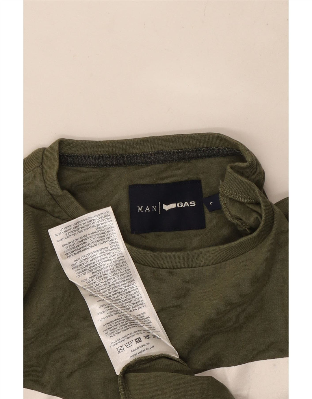 Męski T-shirt z grafiką GAS, duży, bawełniany khaki