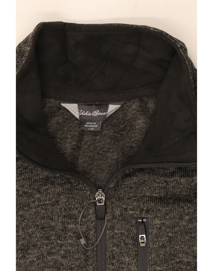 EDDIE BAUER Mens Zip Neck Sweatshirt Jumper Large Grey Flecked Vintage Eddie Bauer and Second-Hand Eddie Bauer from Messina Hembry 