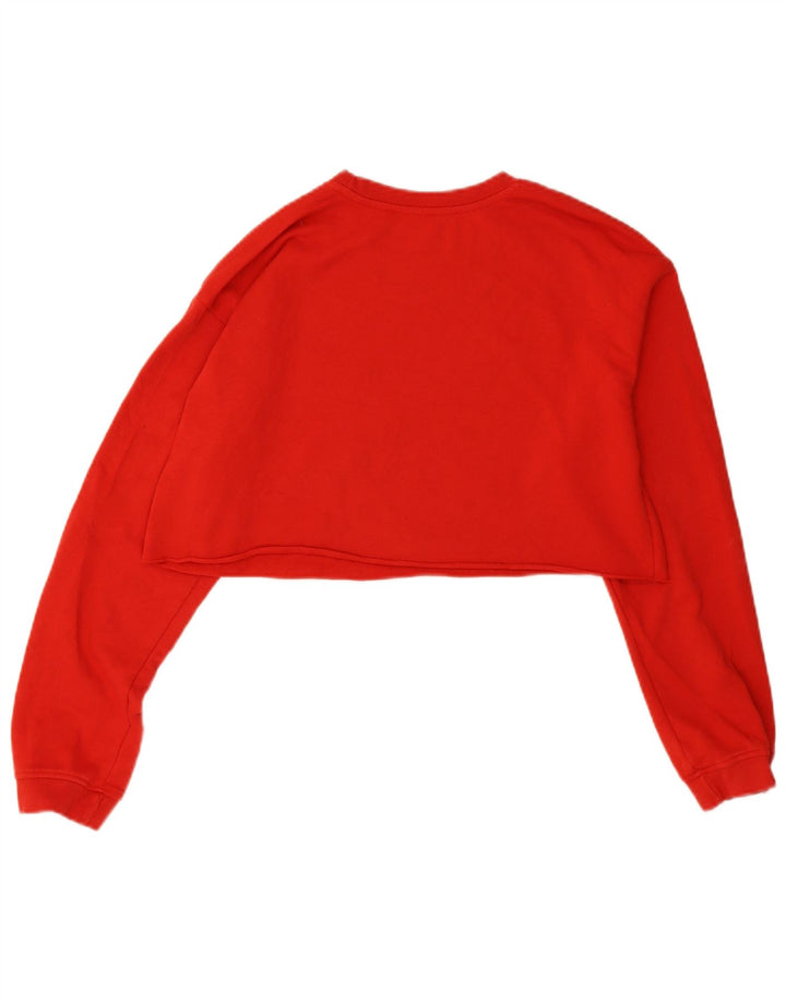 Damska bluza Zara Graphic Crop Jumper UK 14, średnia czerwona bawełna