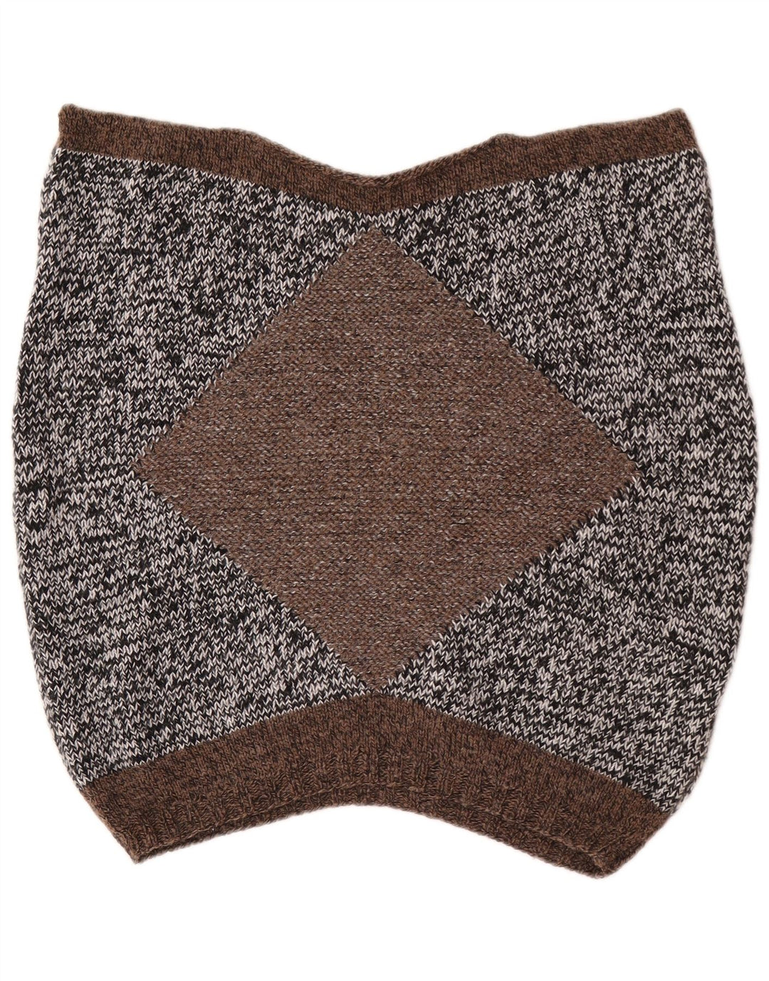 Sweter damski z krótkim rękawem i dekoltem w stylu vintage, brytyjski 14, średni szary
