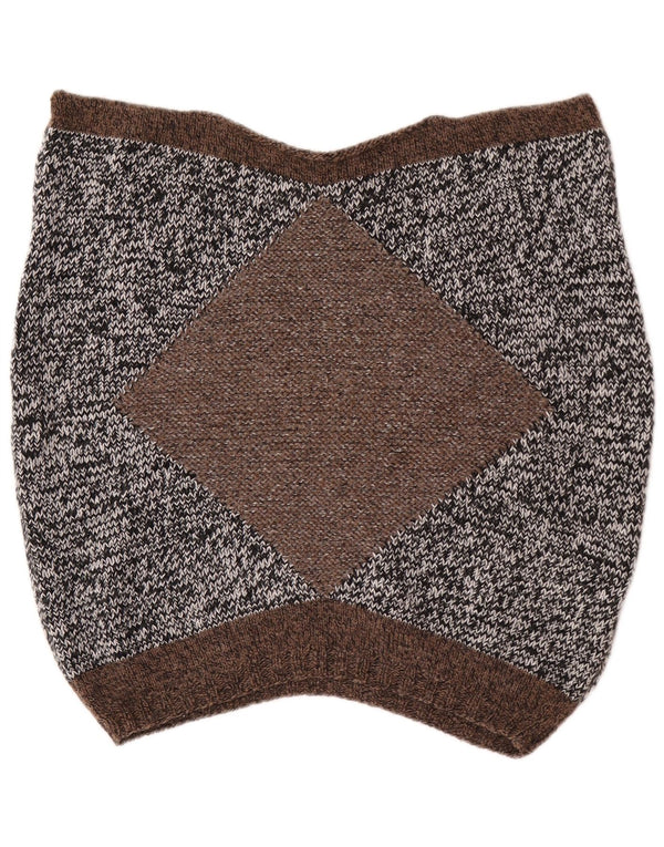 Sweter damski z krótkim rękawem i dekoltem w stylu vintage, brytyjski 14, średni szary