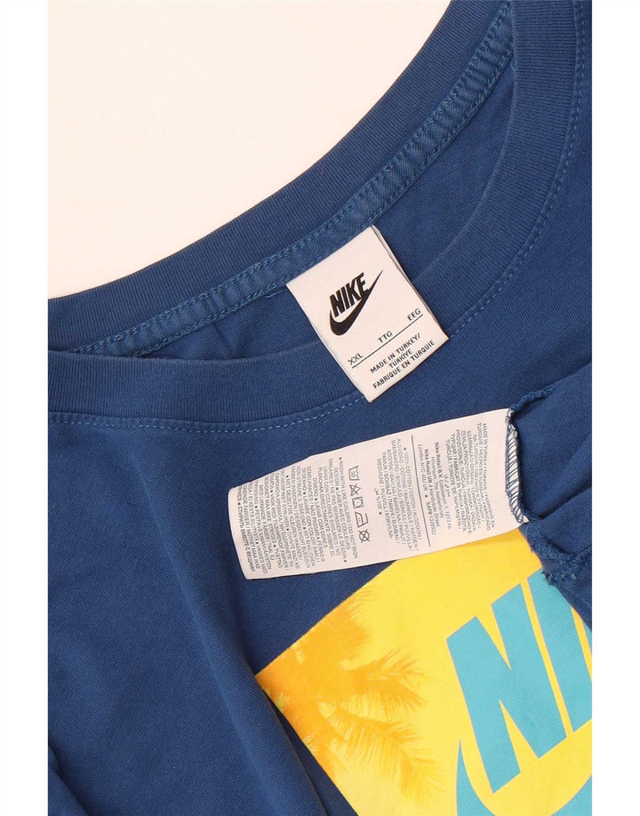 Męska koszulka z grafiką Nike, 2XL, niebieska, bawełniana