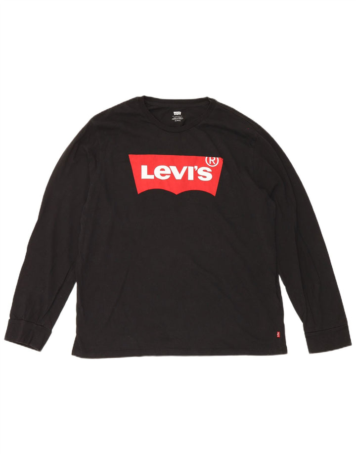 Męski graficzny top Levi's z długim rękawem XL, czarny, bawełniany